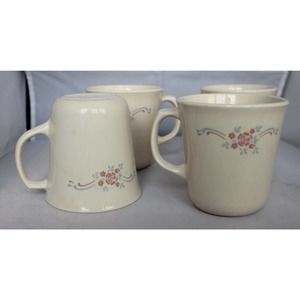 Set of 4 Vintage-English Breakfast-Corning Coffee Cups/Mugs -Corelle RARE